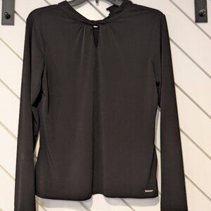 Calvin Klein Black Long Sleeve Keyhole Blouse Size Small